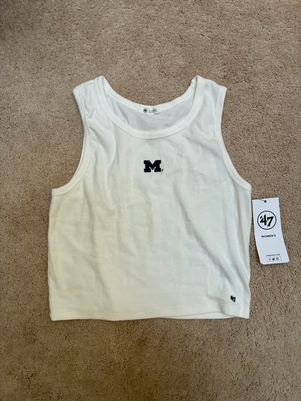 ‘47 University of Michigan ribbed tank white size XL NWT